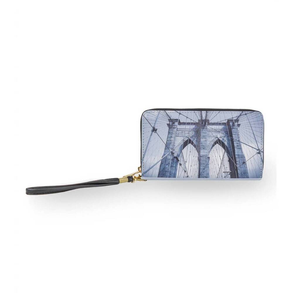 NEW REBECCA & RIFKA women's brooklyn print wristlet wallet in bridge